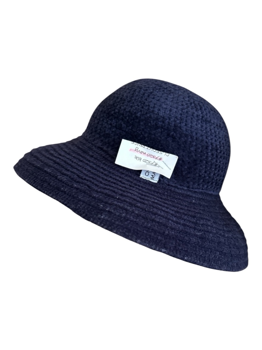 Navy Blue Chenille Wide Brim Hat OS Fits up to Large NWT